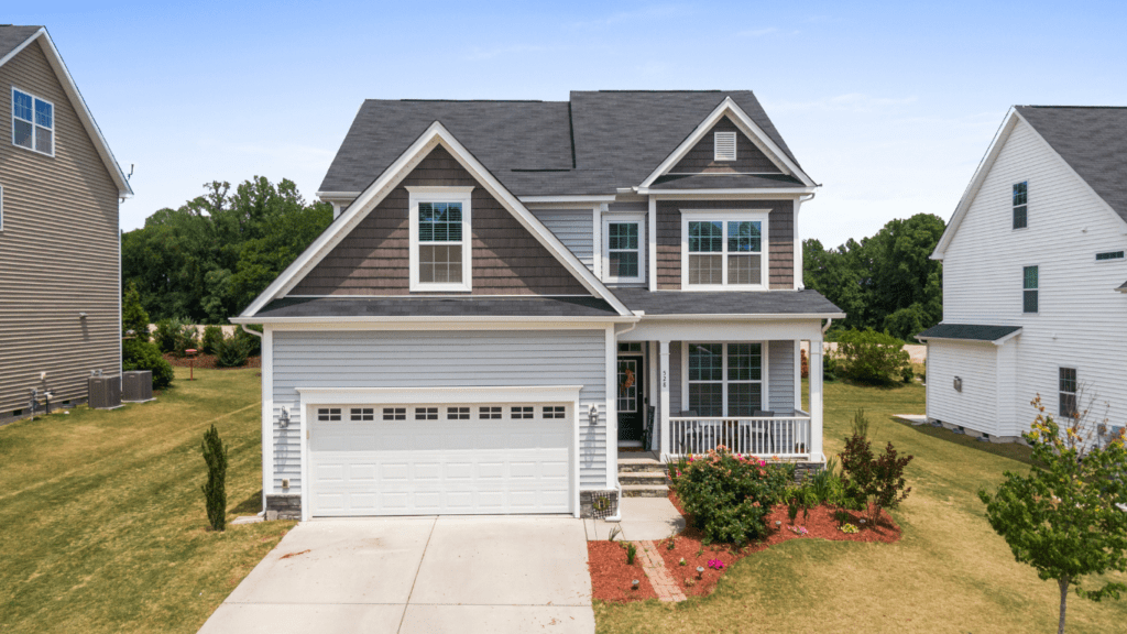 a two story home in the suburbs