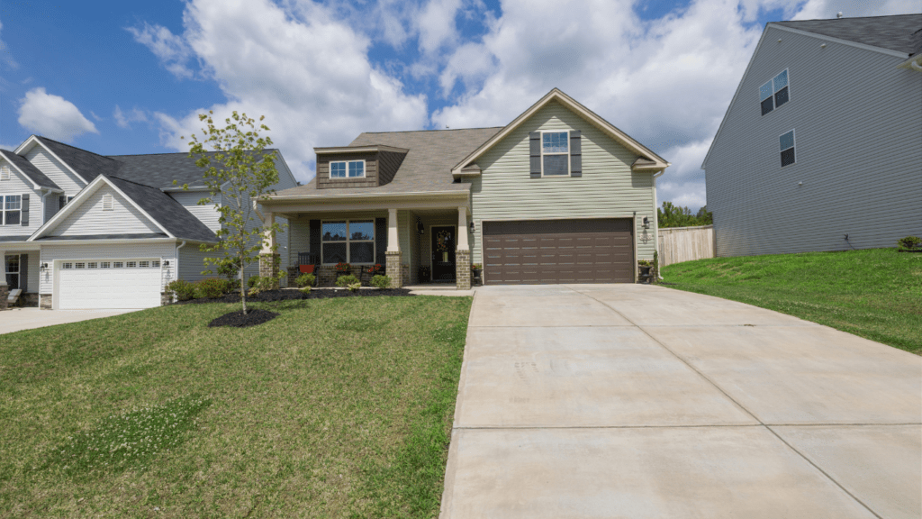 a two story home in the suburbs